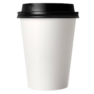 250ml Plain White Double Wall Hot Cup With Universal Black Lid (25 Per Pack)